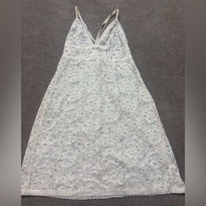 Victoria’s Secret White Lace Slip Dress Chemise Strappy Back Small Coquette 0712
